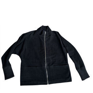 Stephan Schneider Black Cotton Bomber Style Jacket Minimalistic Avant-Garde Sz1